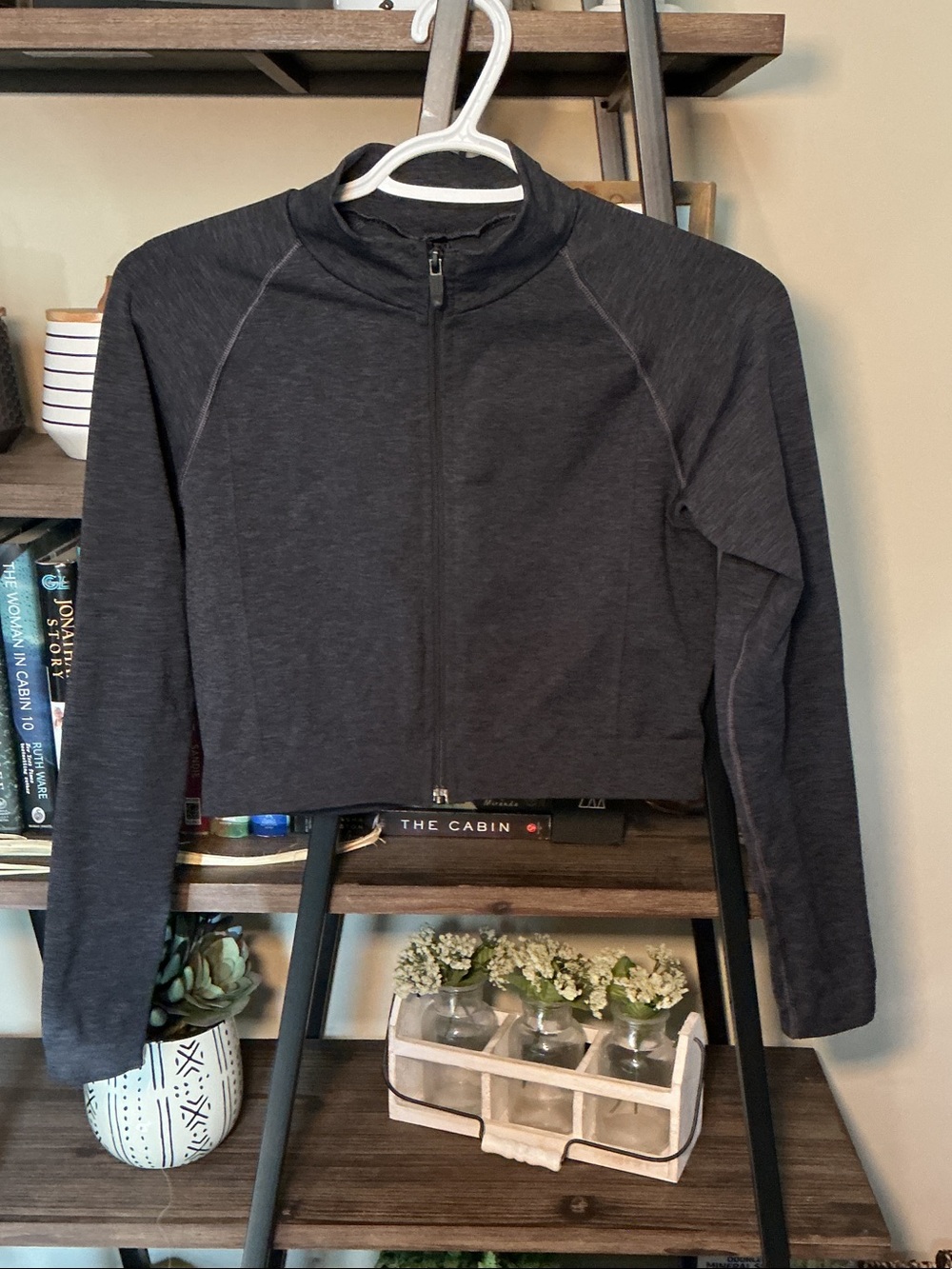 Alphalete Dark Charcoal Cropped Full-Zip Jacket Size M